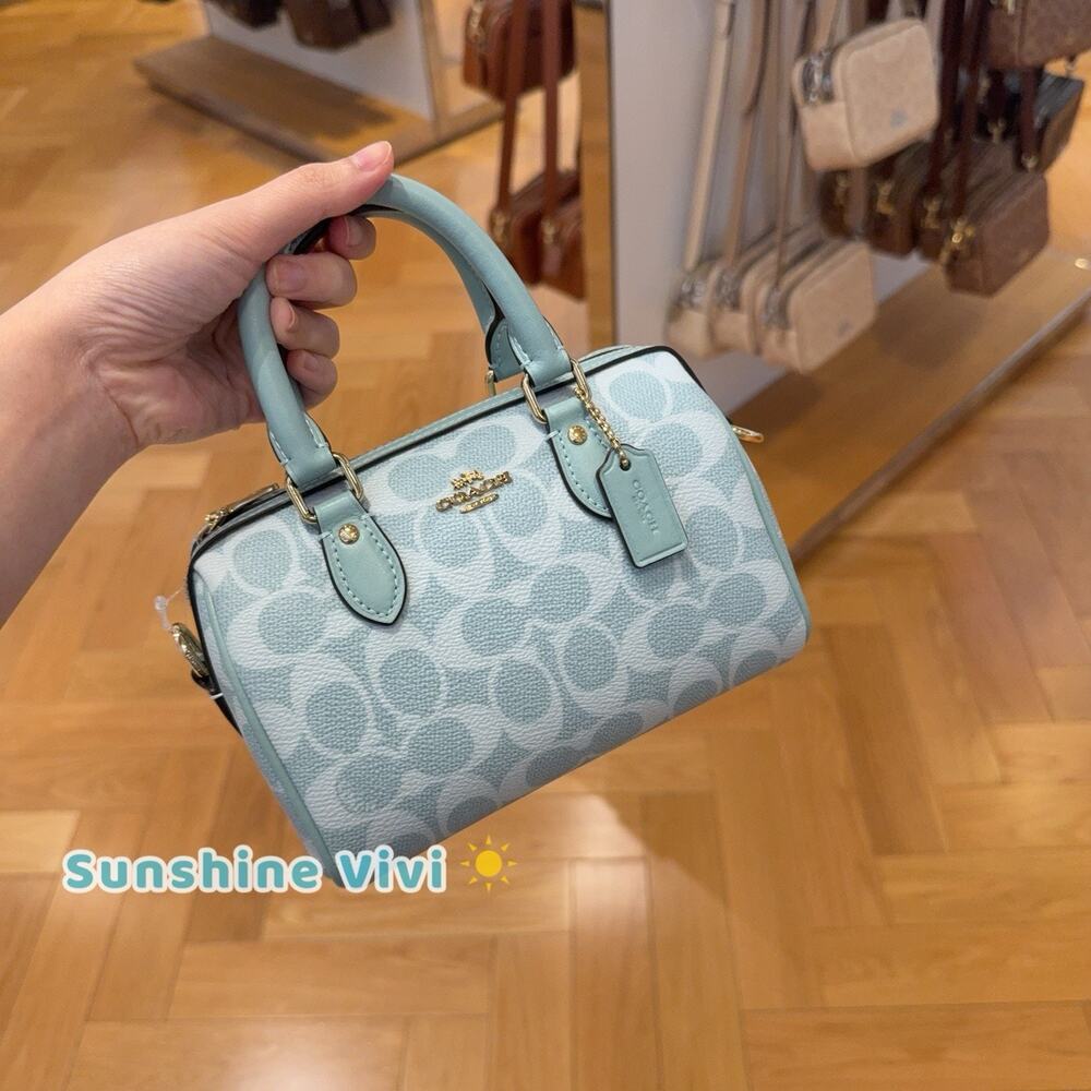 NWT COACH mini Rowan Satchel Bag In Signature Canvas CEY63 in Light Blue